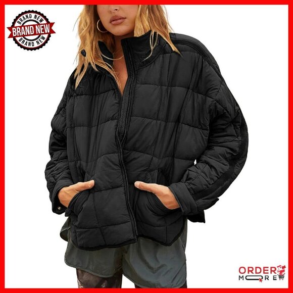 Jackets & Blazers - Oversized Quilted Puffer Jacket Lightweight Casual Boyfriend Style